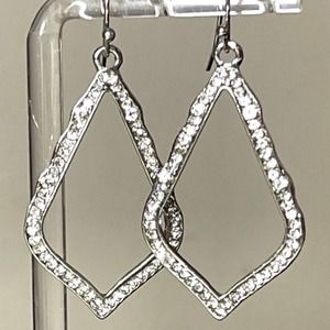 2” Earrings Crystal CZ Silver Drop Dangle Open Kendra Scott Sophee STYLE S21